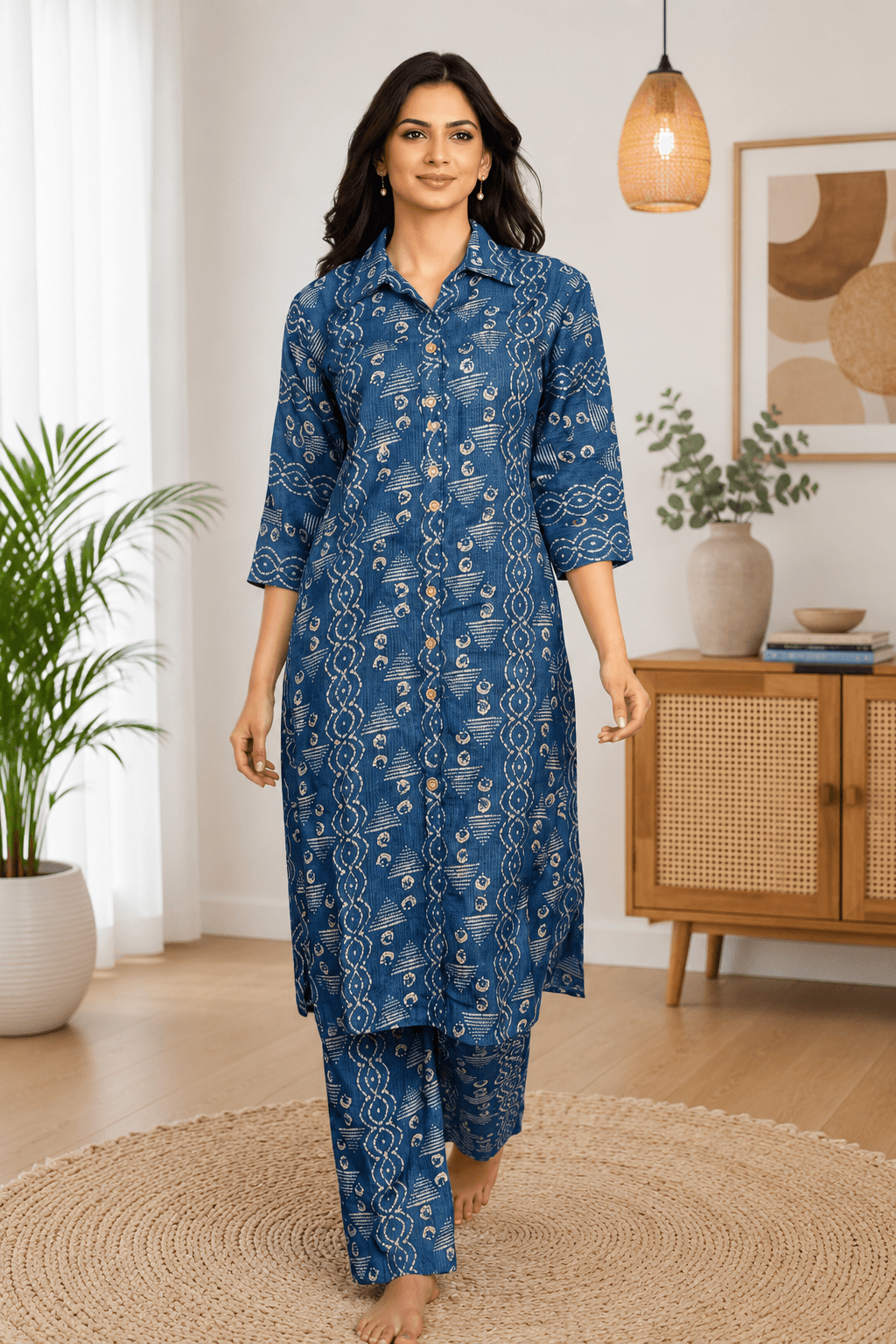 Blue Printed Cord Set