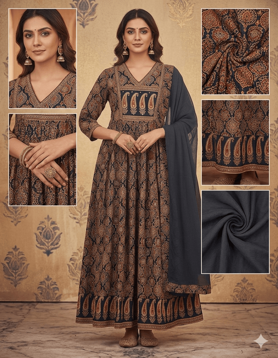 Azark Printed Anarkali Suit Set with Dupatta image 2